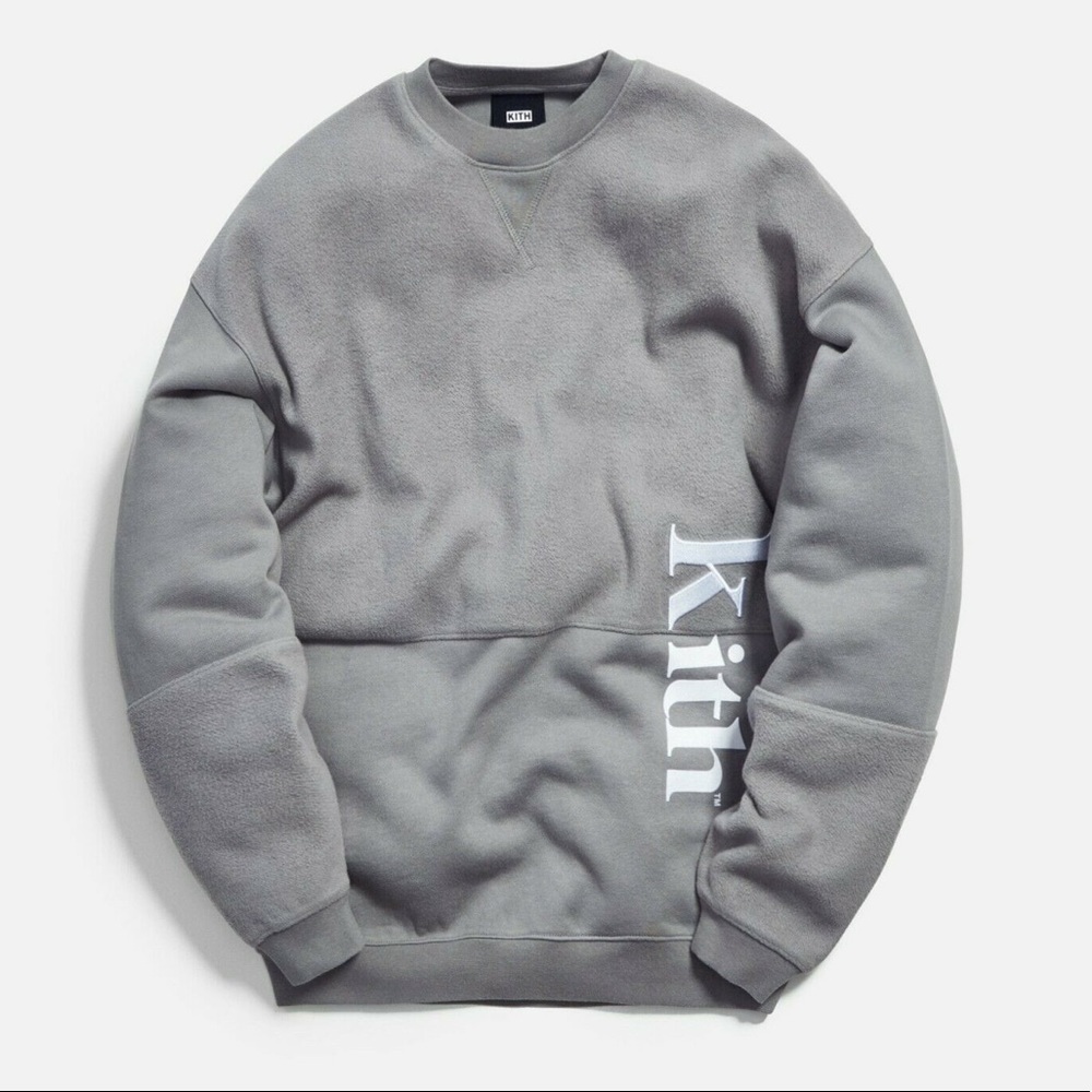 KITH paneled crewneck in Grey!